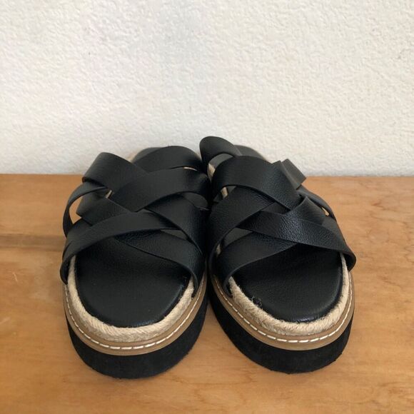 French Connection Womens Alexis Black FAUX Leather Strappy Slide Sandals Size 11 - Picture 3 of 10
